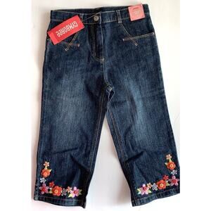 3T NWT Gymboree TEA GARDEN Floral Embroidered Asian Denim Jeans PANTS Girls